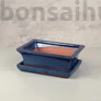 Kép 2/2 - Kék szögletes, peremes bonsai tál szett