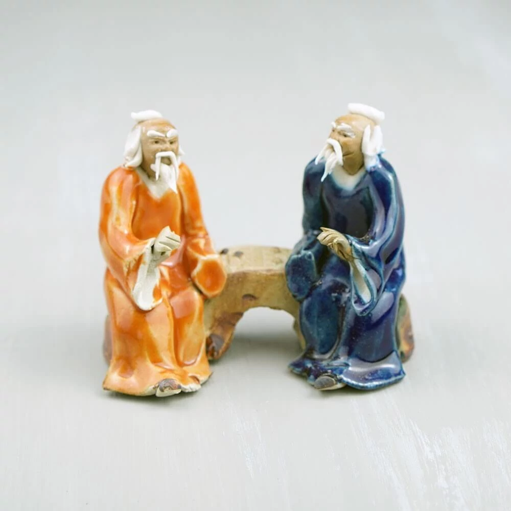 Bonsaimesterek szobor - narancs-sötétkék, 6 cm