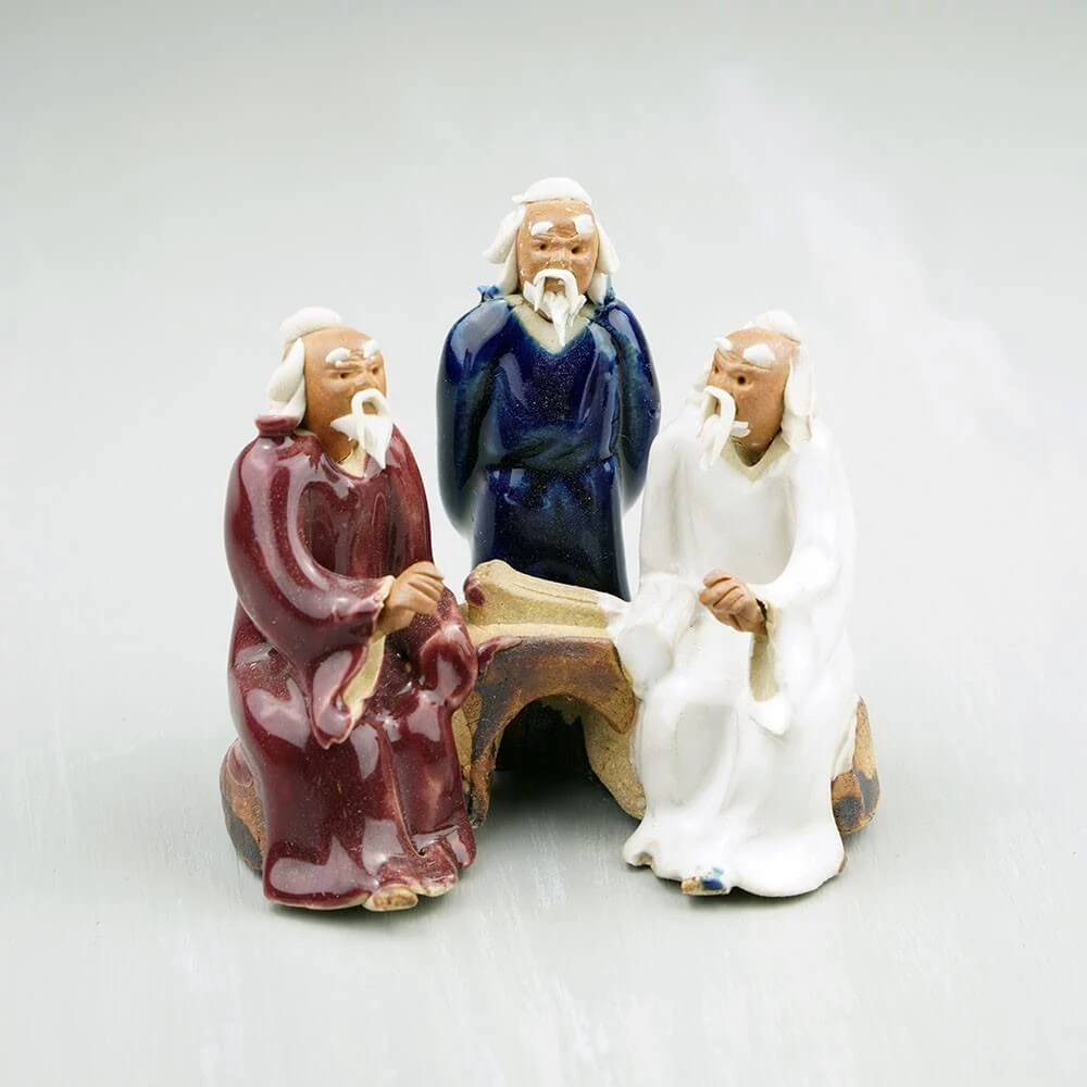 Bonsaimesterek szobor - bordó-sötétkék-fehér, 7 cm